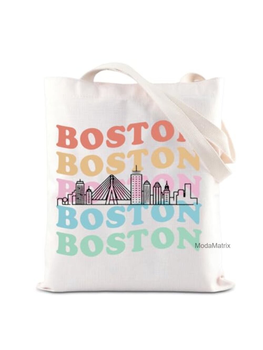 Canvas Tote Bag Boston Skyline Souvenir Shoulder Bag Weekend Travel